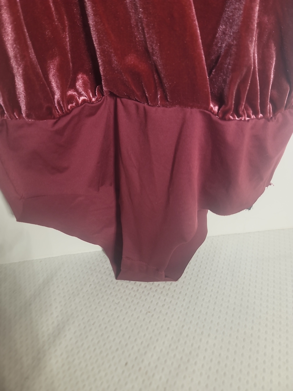 Zara Burgundy Velvet Surplice Bodysuit - Picture 6 of 8
